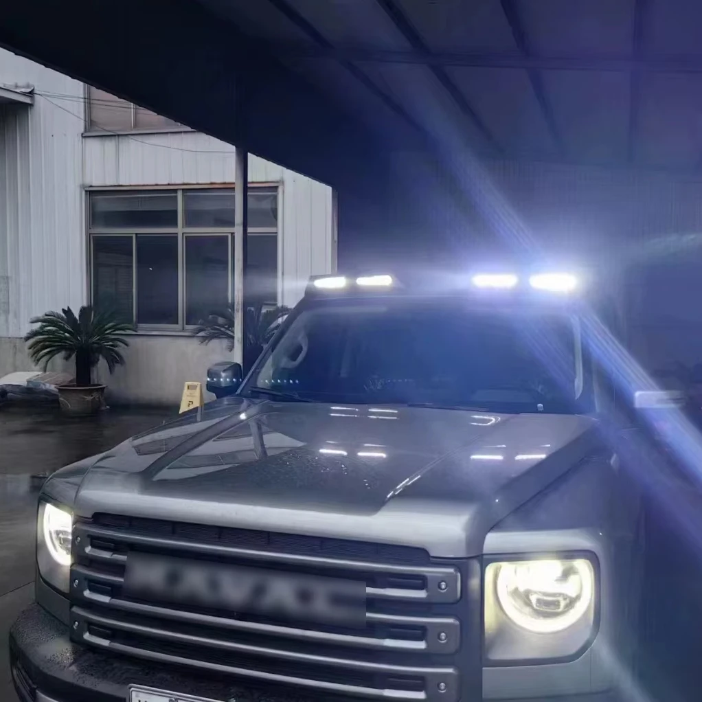 ABS Black Auto Exterior Accessories Front Spoiler with Leds Roof Light for Haval H6 2023 Front LED Roof Spoiler