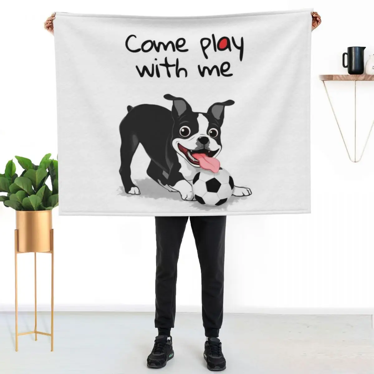 Boston Terrier Come Play With Me Throw Blanket Moving Picnic Stuffeds heavy to sleep Sofa Quilt Blankets For Baby Blankets