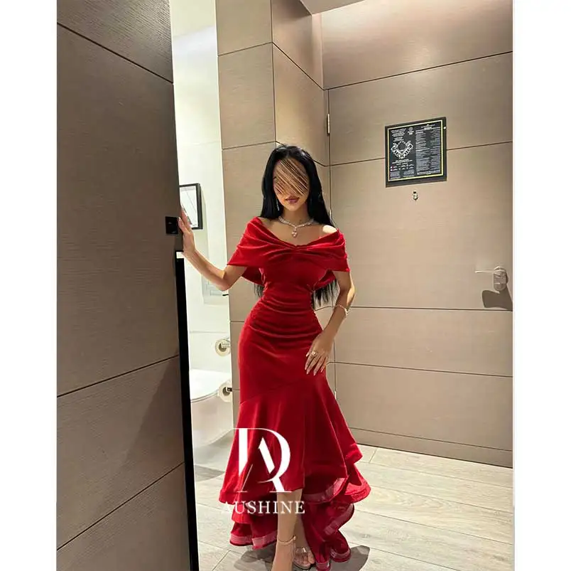 Aushine Customized Birthday Evening Dress Ankle Length Short Sleeves Summer Elegant Wedding Party Gowns For Women Arab 2024