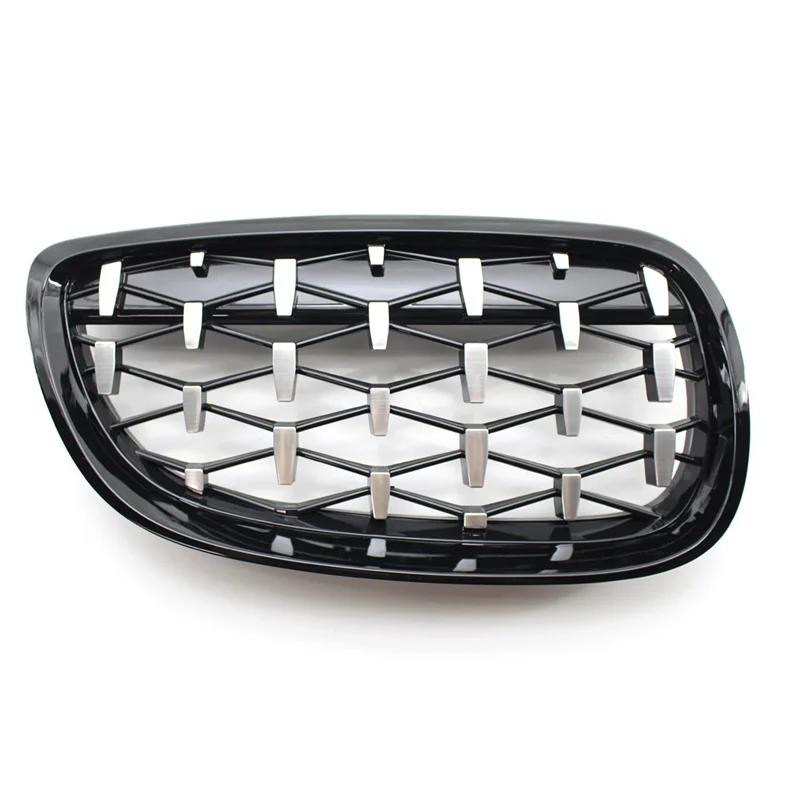 

A01F-4X Front Kidney Grill, Front Hood Diamond Grille Meteor Grill For-BMW E92 E93 Coupe 2006-2010 Gloss Black+Chrome
