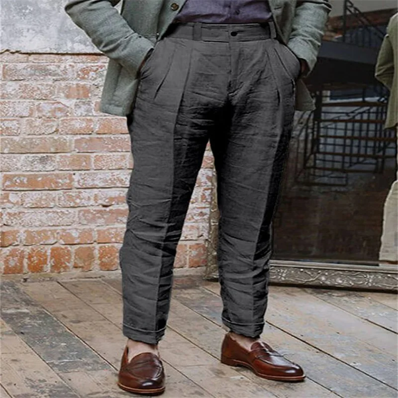 Vintage Men Cotton Linen Pants Breathable Comfort Soft Straight Trousers Summer Thin Casual Loose Fat Pants Oversized US Size - Image 4