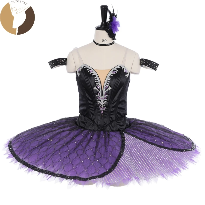 FLTOTURE 10 Layers Adjustable Girls Kids YAGP Ballet Nutcracker Purple Satanella Variation Costumes Pancake Platter Tut