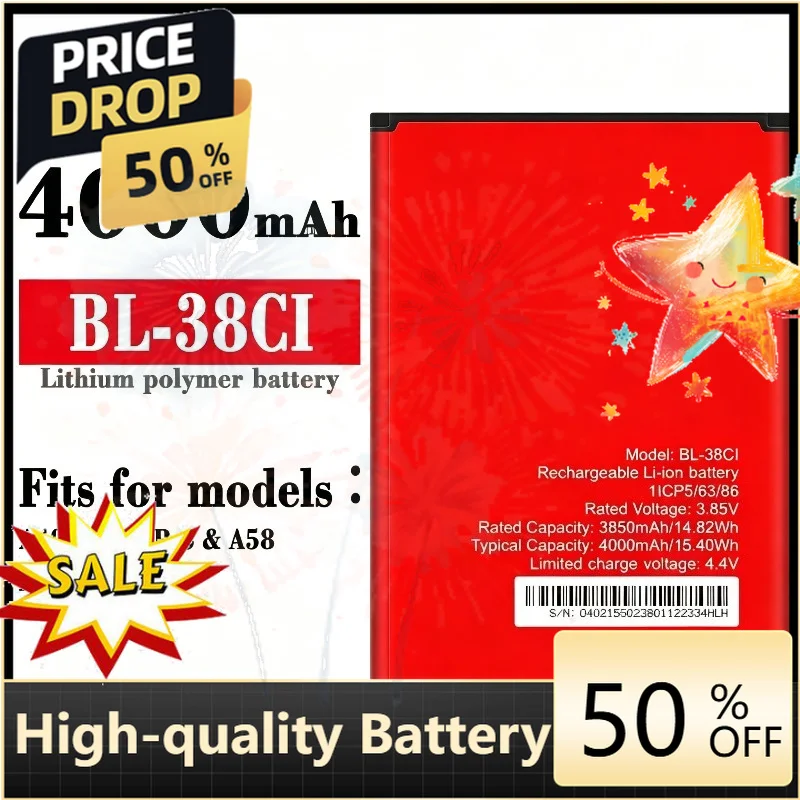 SWZY BL-38CI 4.4V 4000mAh 15.4Wh New Compatible Battery for Itel A58 A58pro A27 A49 for Nokia C12 Mobile Phone Batteries