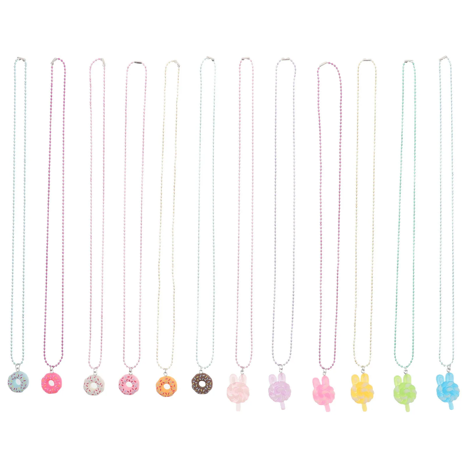 

12Pcs Children's Jewelry Set Macaron Color Lollipop Candy Pendant Necklaces Party Bag Fillers Girls Birthday Party Favor