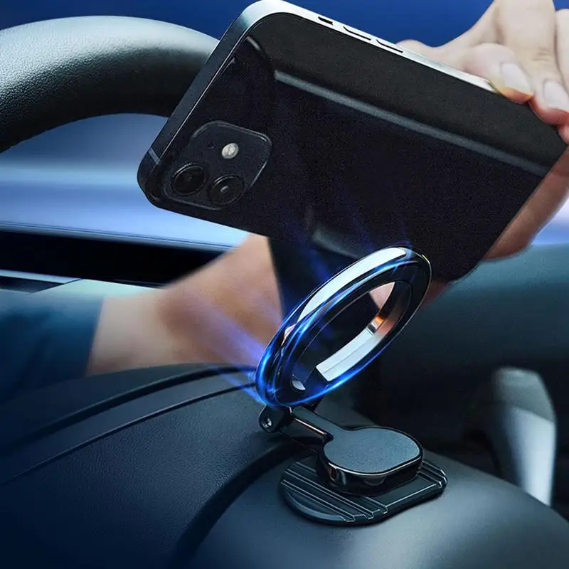 Magnetic Car Mount Compatible With Most Cell Phone Mini  Strong Magnet Steering Wheel Phone Holder 360 Degree Rotating