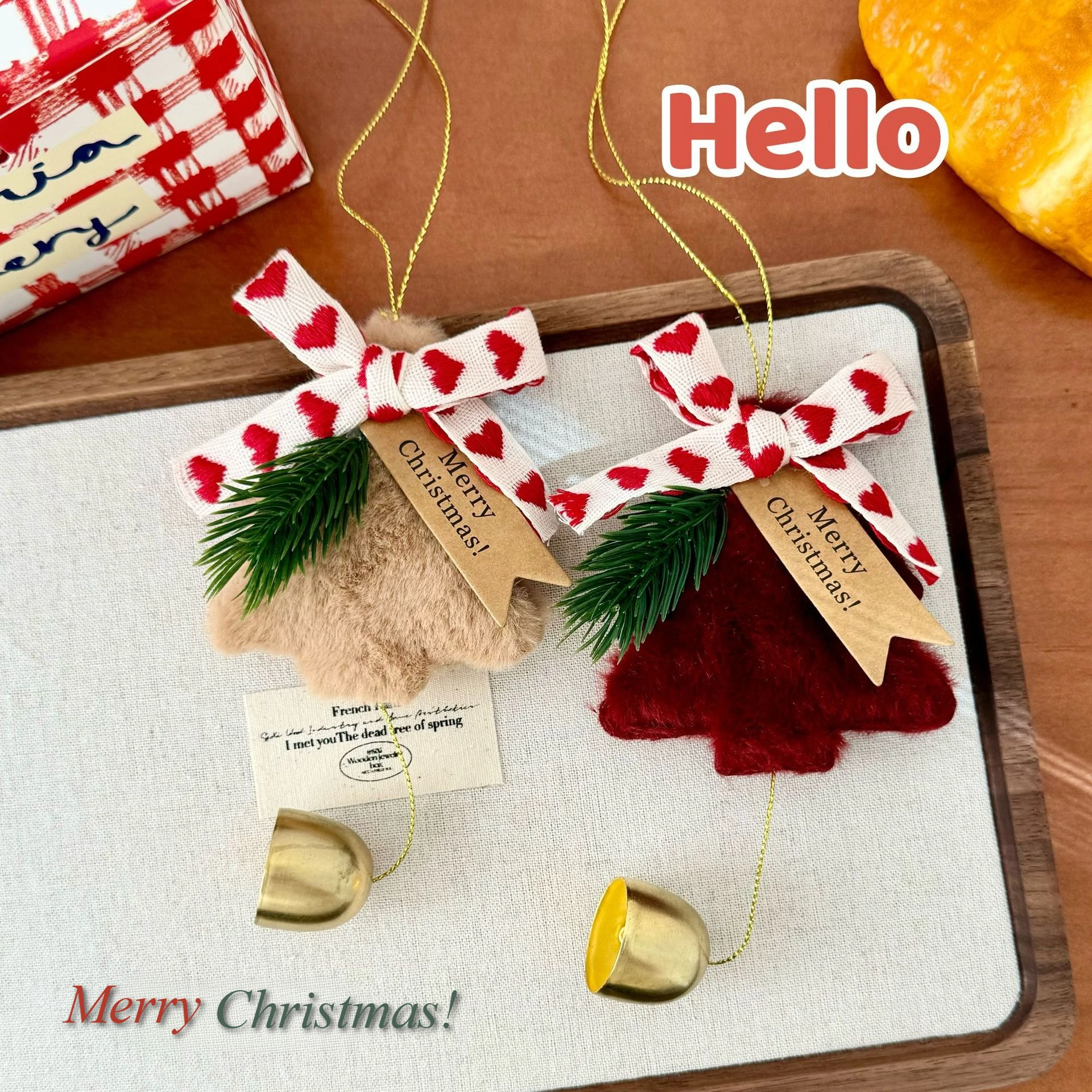 

Christmas Tree Decorated with Plush Bells Nordic-style Christmas Home Decoration Pendants New Year and Christmas Gifts