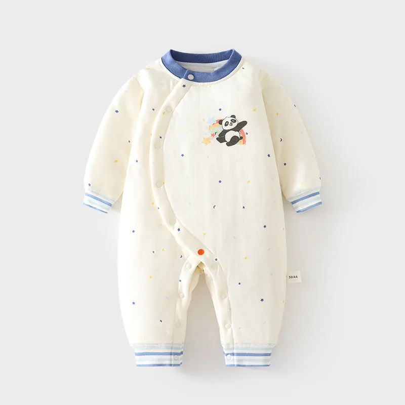 Baby 40G Quilted Jumpsuit Keep Baby Warm Autumn and Winter Boneless Romper Thin Cotton Thickened Rompers Children's Jump Suit