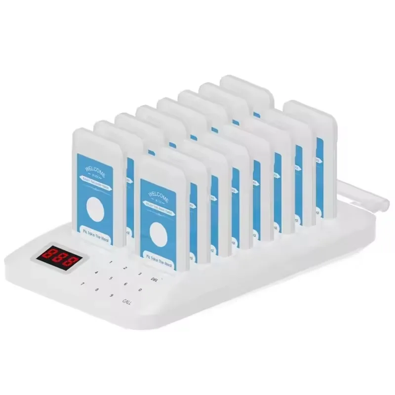 Wireless Table Buzzer Vibrating Queue Pager 16-Pager System for Hotels Cafes Clinics Hospitals Restaurants Calling
