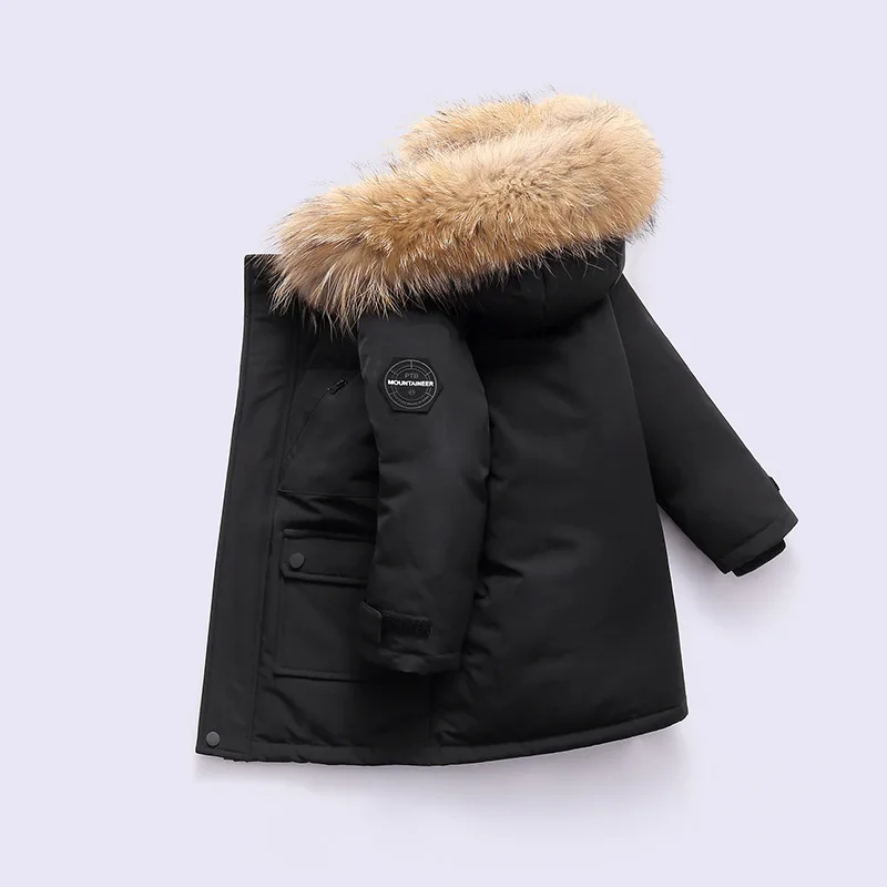 

RAISE 2024 Winter Down Jacket For Boys 2-12 Years Kids Teenage Boys Parkas Real Raccoon Fur Thicken Warm Baby Boy Outerwear Coat