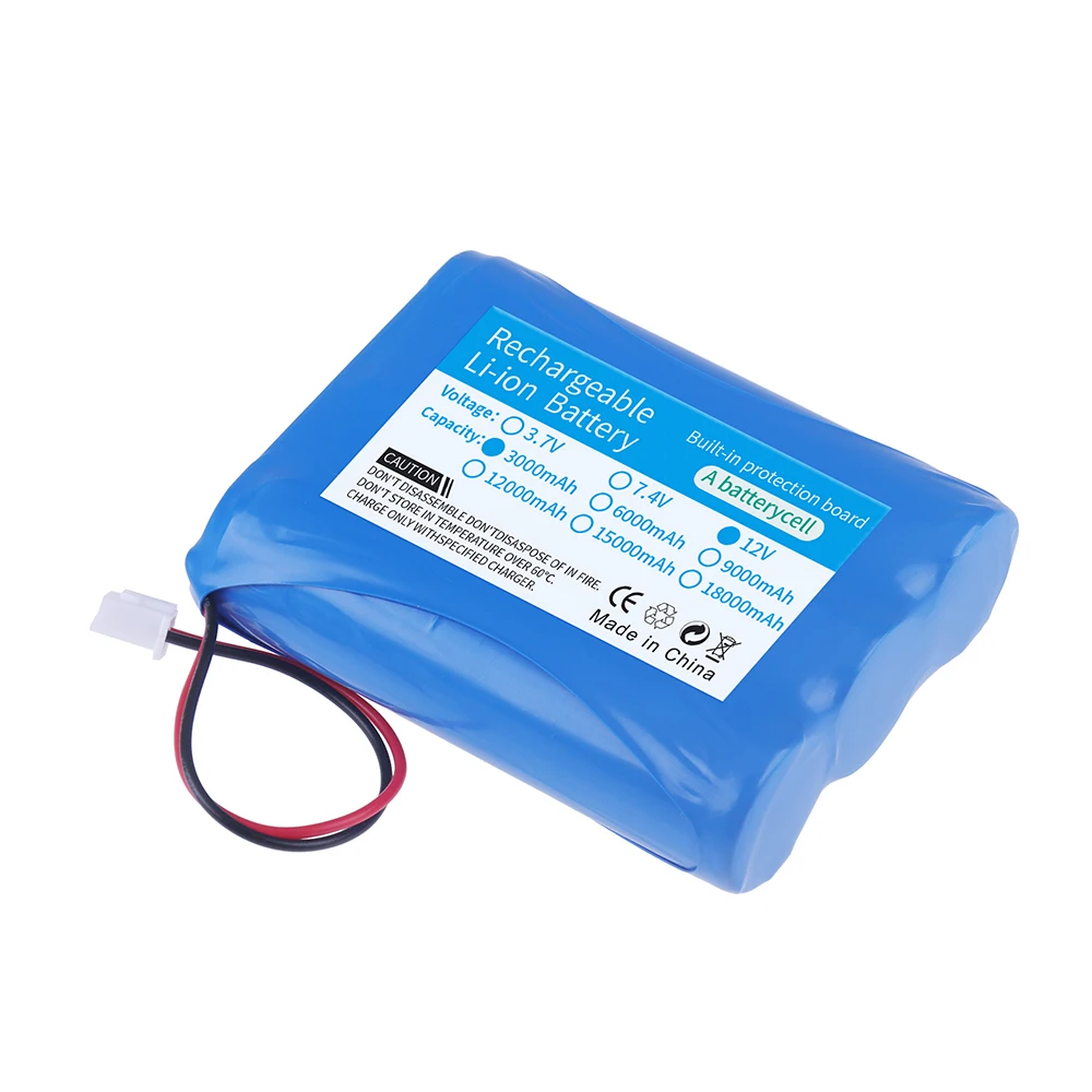 12V 3000MAH 6000/ 8000mah lithium-ion Battery pack 3s 12.6V 11.1v 18650 Rechargeable Battery For Monitor Ups CCTV Camera Battery