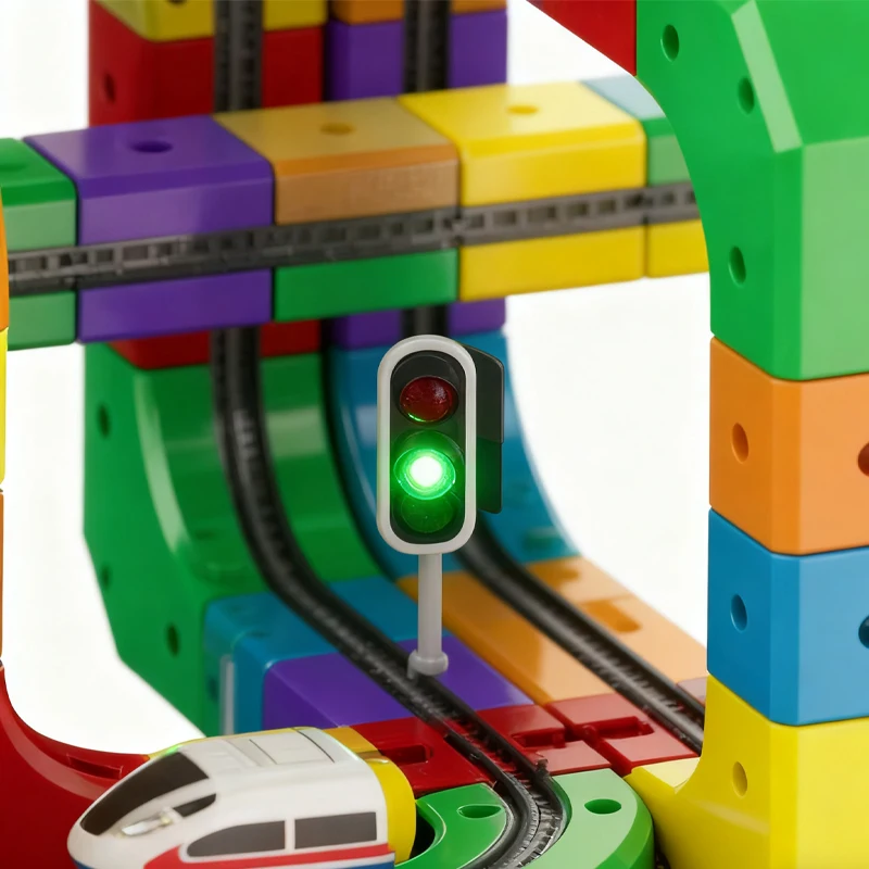 123 SZT. Magiczne Klocki Magnetyczne Kolejka Zestaw do Składania Elektryczna Zabawka Edukacyjna DIY Idealny Prezent Urodzinowy dla Dzieci