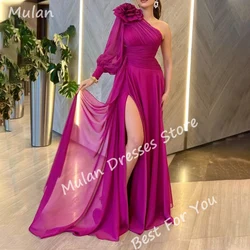 Elegant Long Evening Dresses for Women One Shoulder Floor-Length A-Line Sweep Train Special Events Prom Party Wedding Dress