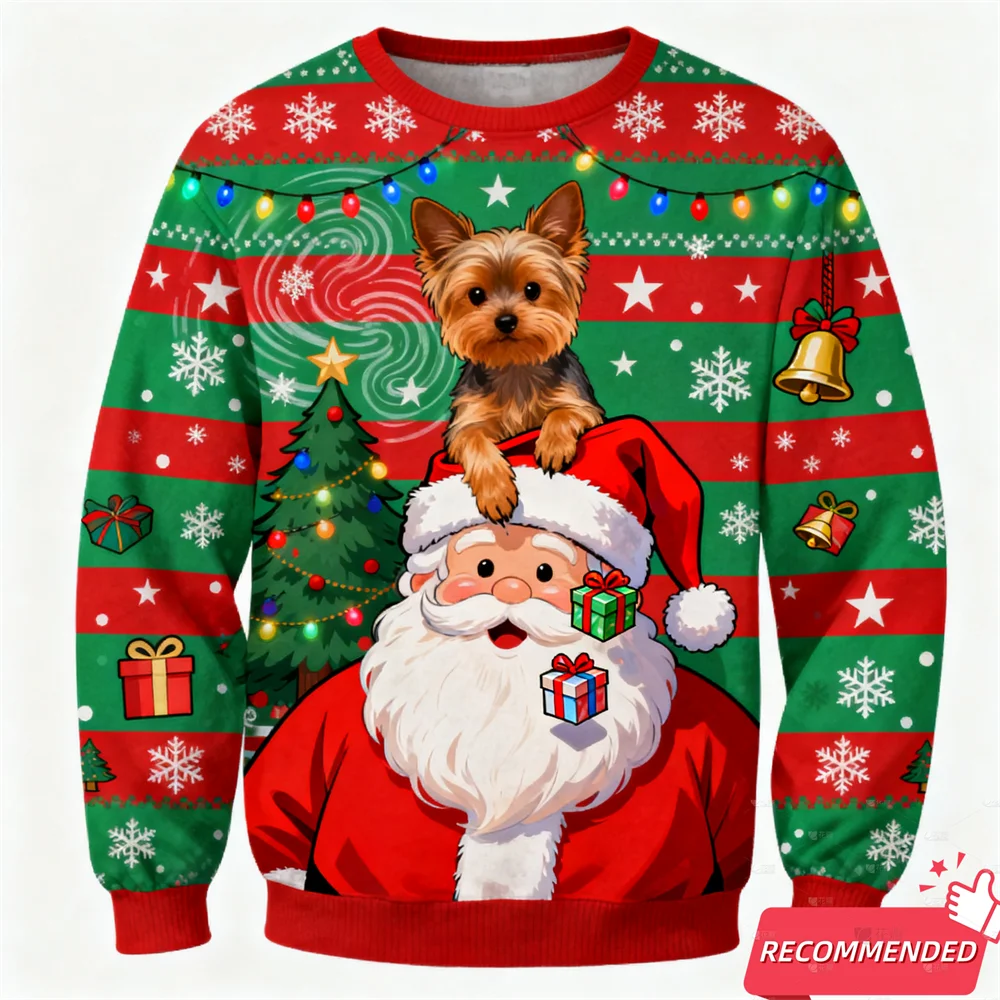 عيد الميلاد رجل سترة المرأة موضة مضحك البلوز ثلاثية الأبعاد كلاب أليفة طباعة للجنسين البلوز Harajuku سترة مضحكة غير رسمية Y2k القمم