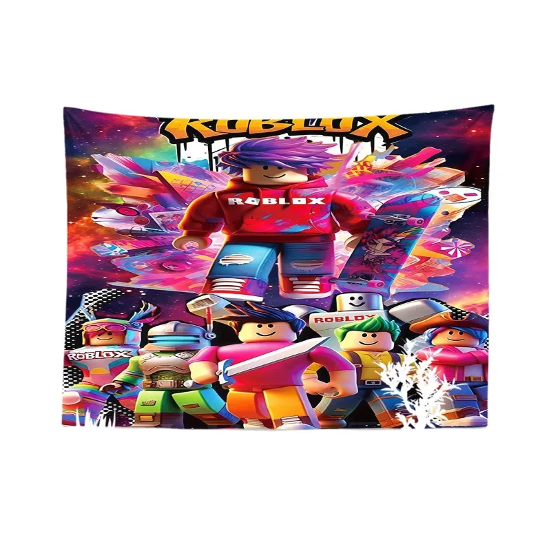 ผ้าม่านตกแต่งห้องนั่งเล่น ห้องนอน ลายการ์ตูน โรบ็อกซ์ เกมออนไลน์ ของตกแต่งงานวันเกิด ภาพวาด