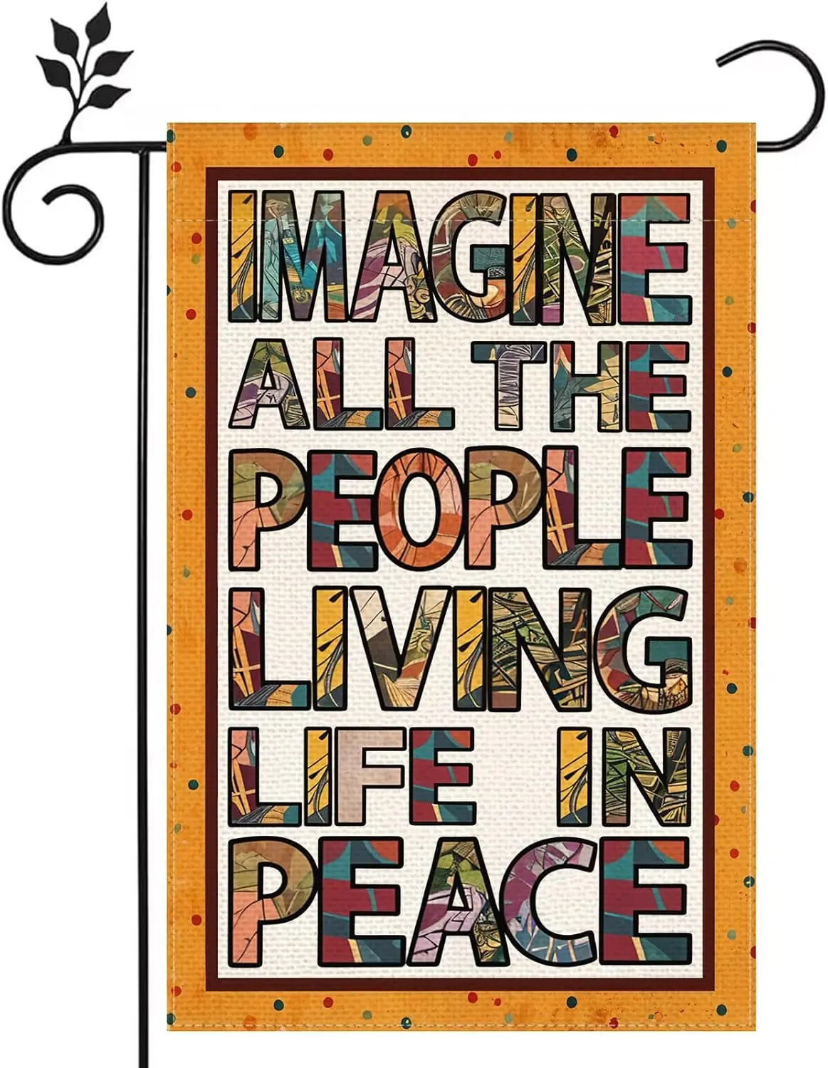 Peace and Love Flag Imagine All The People Living Life In Peace Garden Flag 12x18 In Burlap Yard Lawn Home Outdoor Decoratio zzo