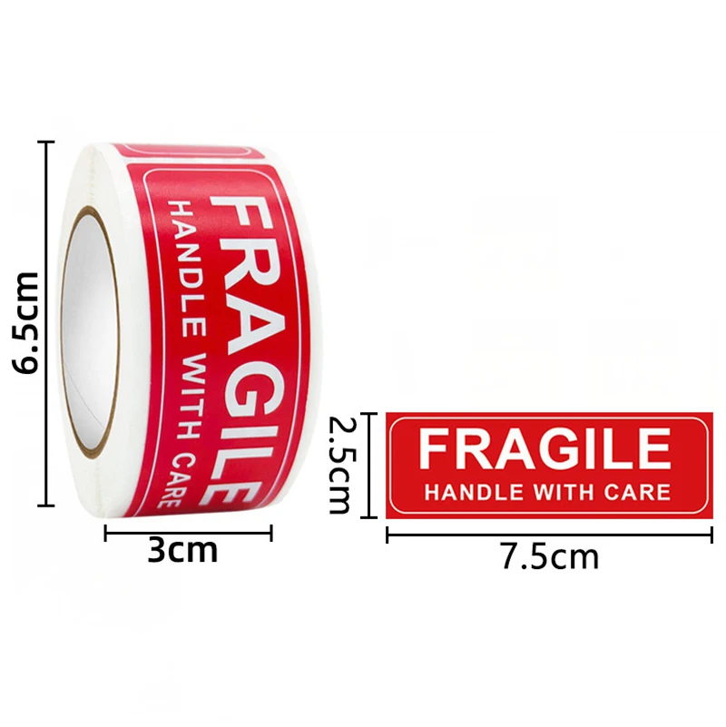 150pcs Fragile Stickers Roll Fragile or Bend Handle with Care 2.5cm*7cm Shipping Label Packaging Remind Labels Thank You Sticker