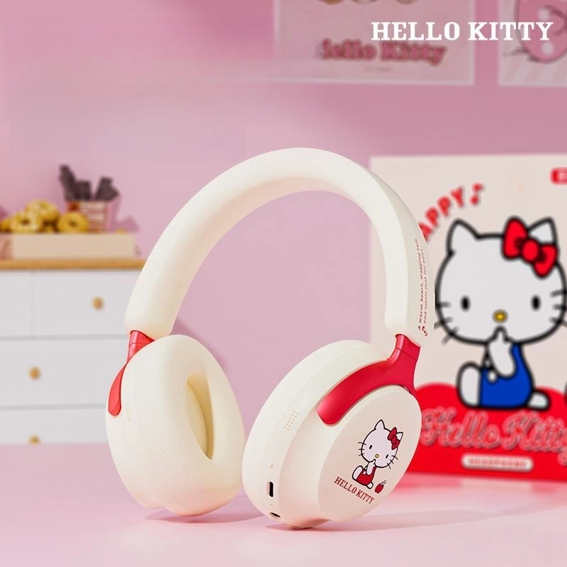 Auriculares Kawaii Hello Kitty Anime Cinnamoroll auriculares Bluetooth montados en la cabeza batería de larga duración cancelación de ruido cómoda