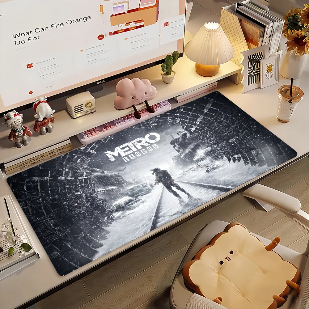 Tapete de Rato Game M-Metro Exodus Antiderrapante de Borracha para Gamers, Tapete de Mesa Grande para Computador, Decoração para Escritório e Laptop