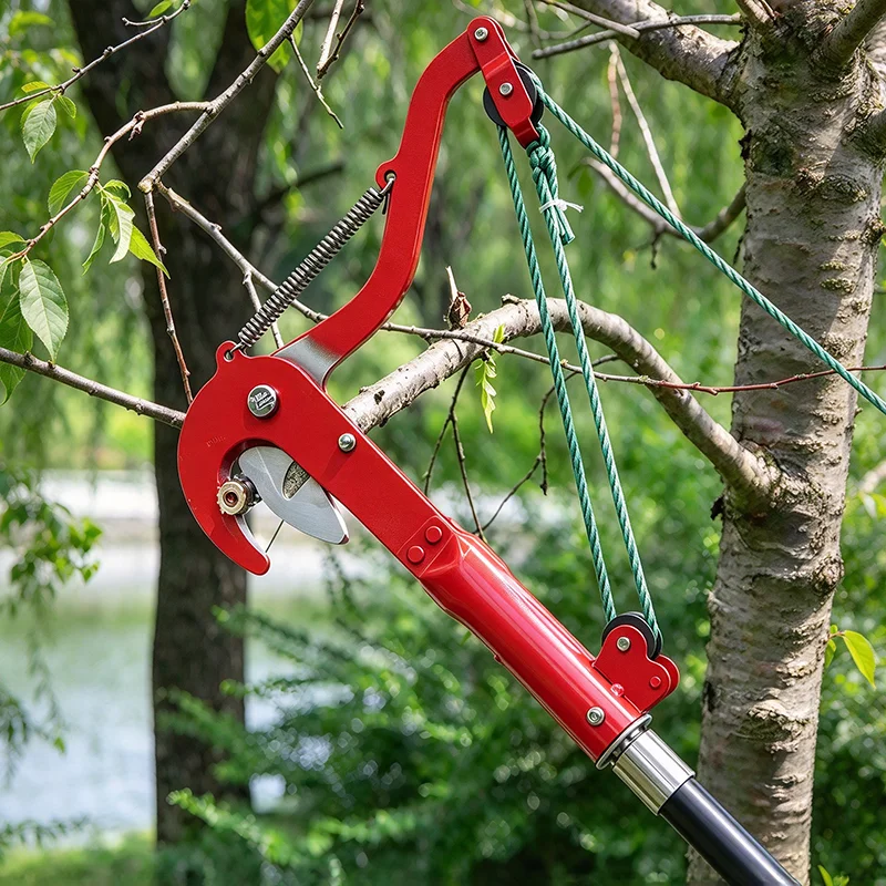 high altitude pruning shears with telescope Thickened long handle aluminum alloy rod branch pruning scissors pulley rope cutting