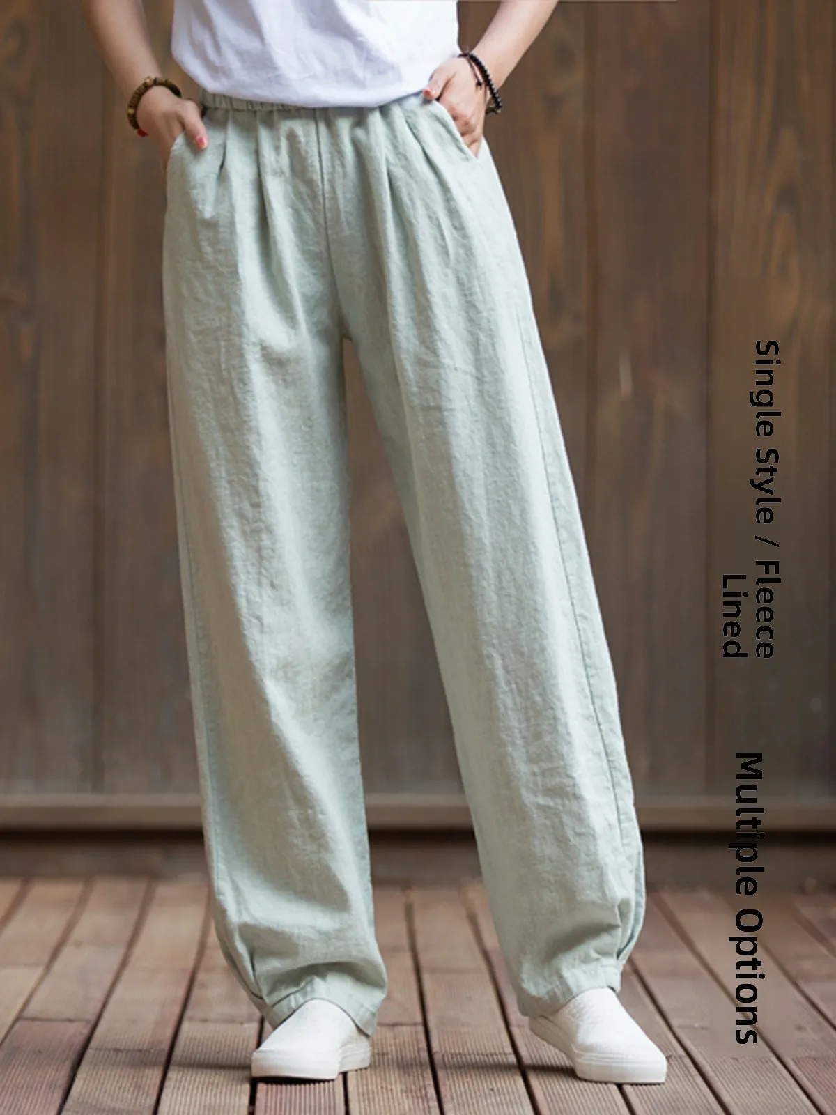 Cotton Linen Loose Fit Casual Pants Artistic Vintage Versatile Long Lantern Pants Women's Comfortable Breathable Fashionable