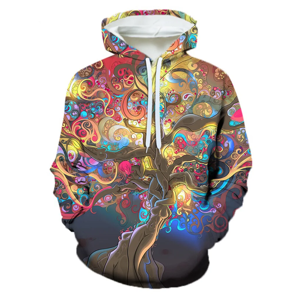 Psychedelic Tree 3d Print Men/Women Laxity Hoodie Casual Oversized Pullover Fashion Tops Popular Streetwear Trend Men Clothing