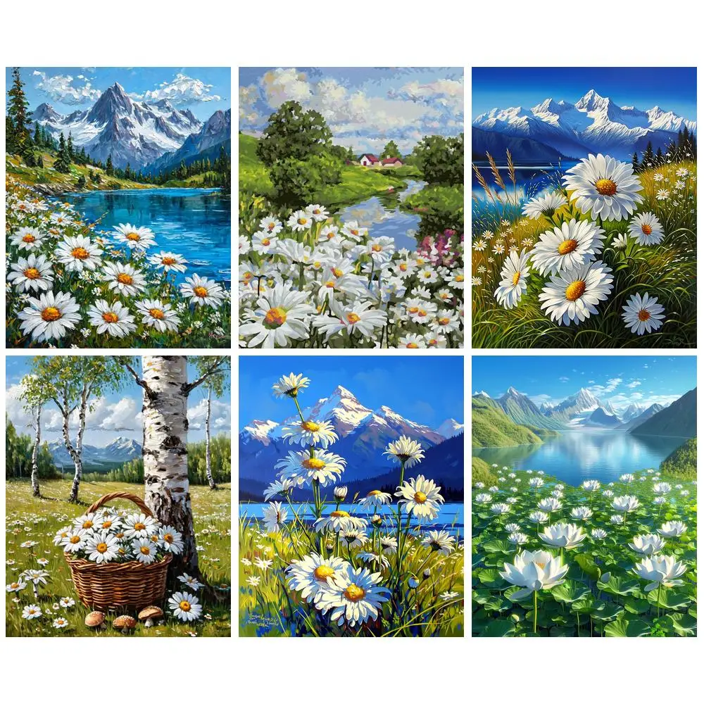 

GATYZTORY Daisy Painting By Numbers Adults Crafts Paintings On Number Landscape 40x50cm Home Decor Artwork