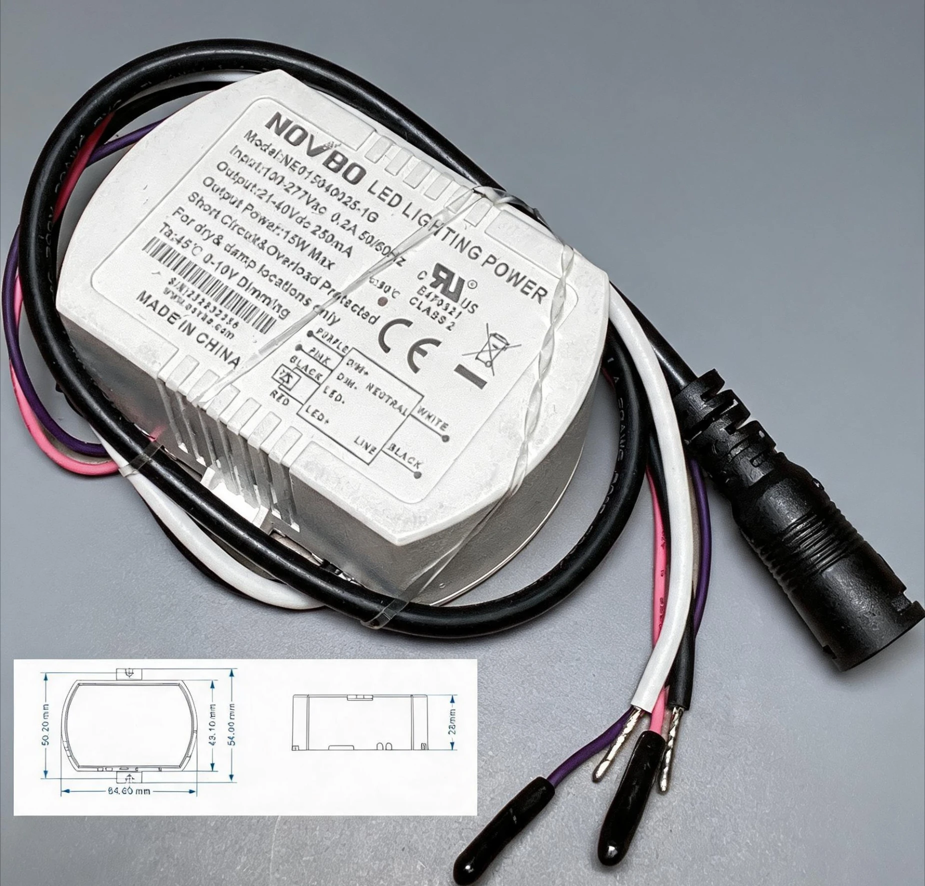 100‑277V Full Voltage 0‑10V Dimmable LED Power Supply Silicone Potting High PF High Efficiency LED Driver