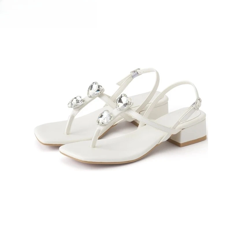 

Японские элегантные праздничные римские туфли Sweet Love со стразами на толстом каблуке, женские сандалии с узором «елочка», новинка лета 2023 г.