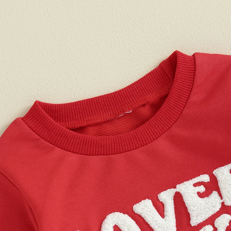 

Костюм для маленьких мальчиков на День святого Валентина, свитшот с длинным рукавом, топы и брюки, спортивный костюм, милая одежда для маленьких мальчиков