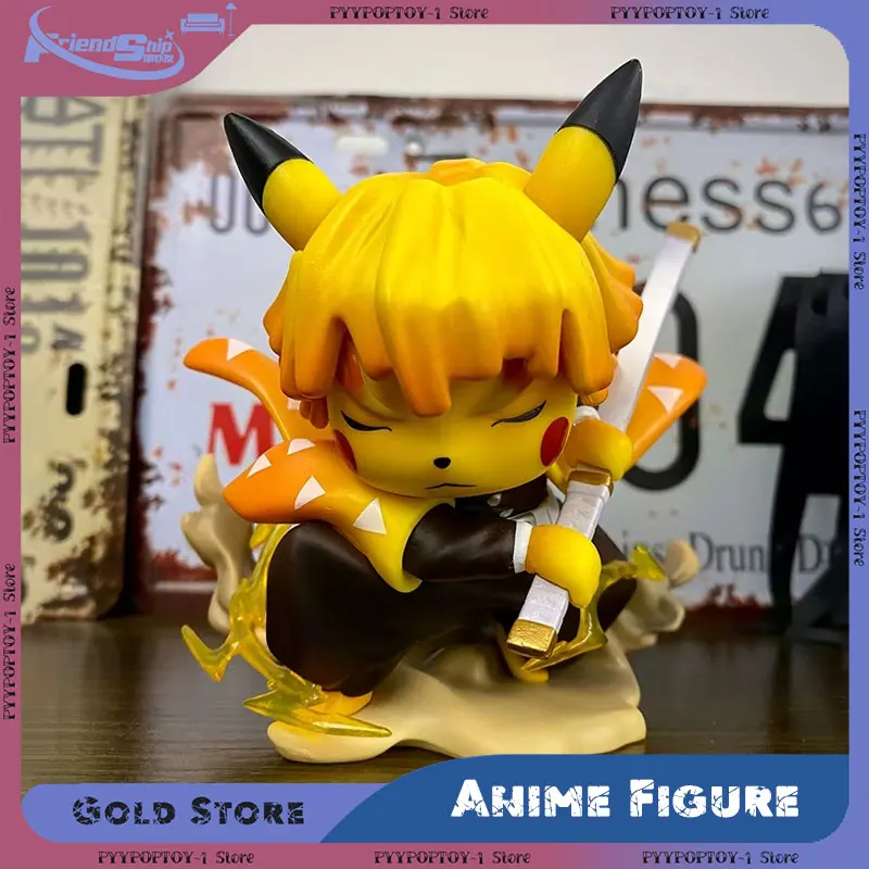 

Anime Figure Pikachu Action Figure Cross Dressing Agatsuma Zenitsu PVC Statue Desktop Decor Collection Model Toys Birthday Gifts