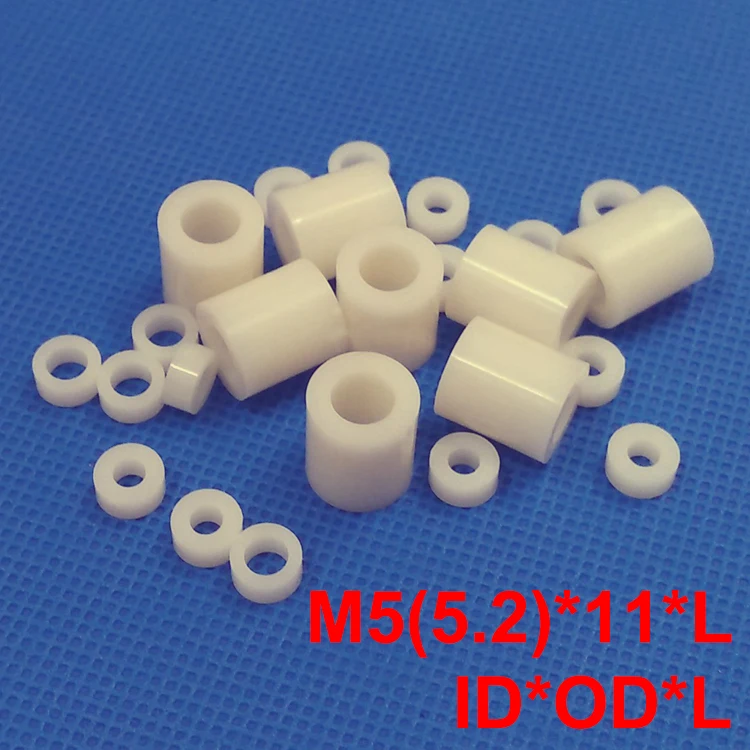 300pcs M5 5.2*11*10 5.2x11x10 5.2*11*12 5.2x11x12 ID*OD*L ABS Plastic Nylon Round Column Insulation Shim Washer Standoff Spacer