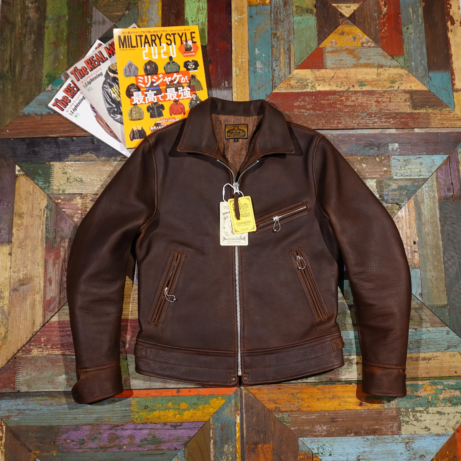 

Tailor Brando Heavy 2.0mm Full Grain Mulholland Road Heavy Batik Cowhide Men's Genuine Leather Motorcycle Jacket