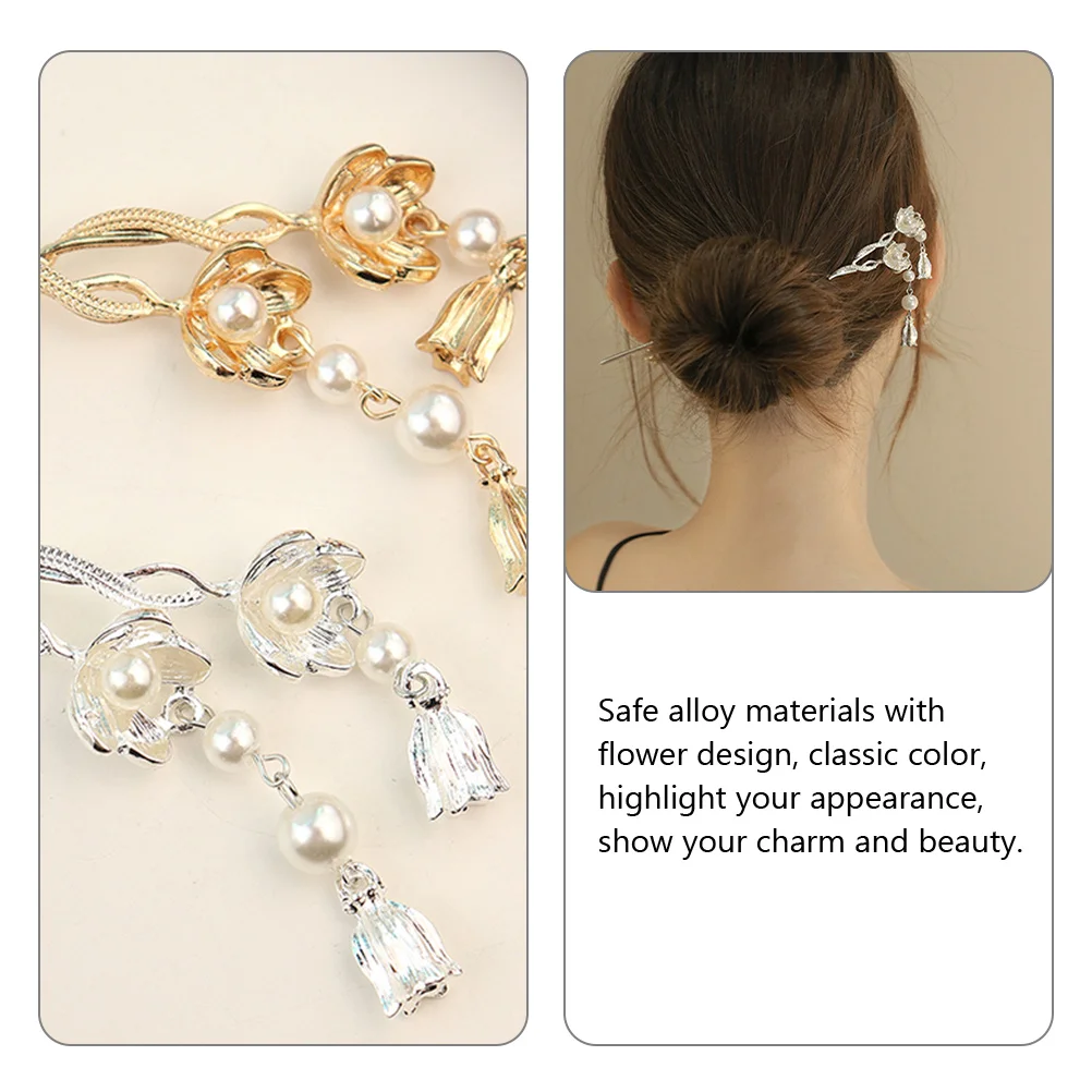 

2 Pcs Tassel Hairpin Wedding Accessories Women Decoration Sticks for Forks Miss