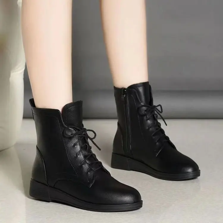 Short boots for women 2025 autumn and winter new item, single boots with winter velvet and thick British style short boots for w