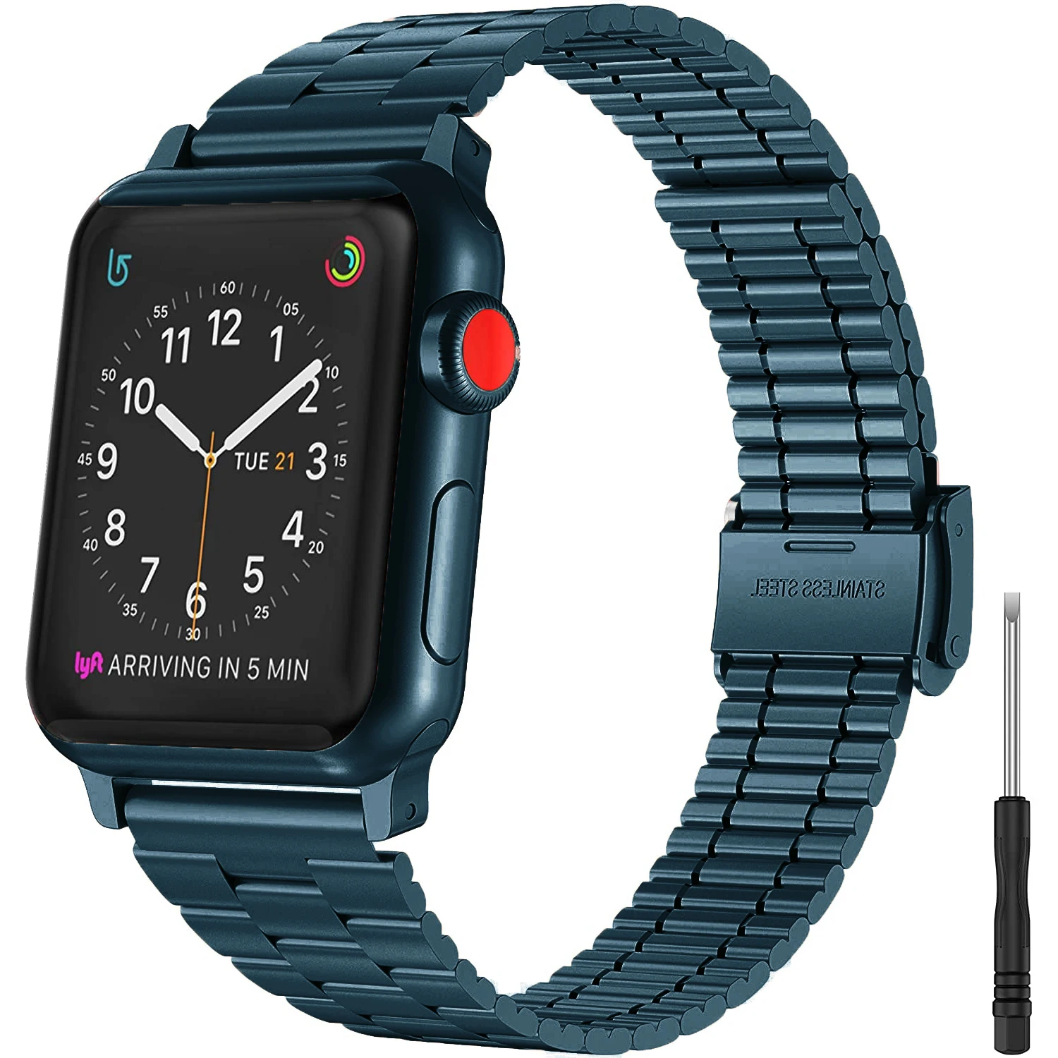 For Apple Watch Series 8 7 6 5 4 3 2 Slim Band Strap 40mm 44mm 42mm Black Stainless Steel Bracelet Strap Adapter for iWatch Band