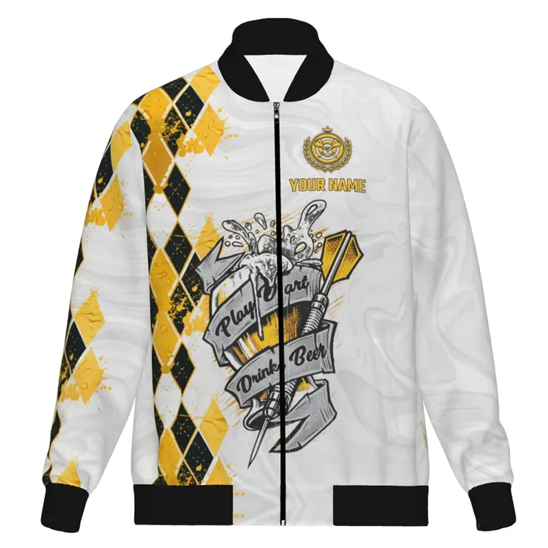 Fashion Darts 3D Printed Jackets Custom Name Team Name Personalization Bomber Jacket Trend Casual Oversized Sweatshirt Coat