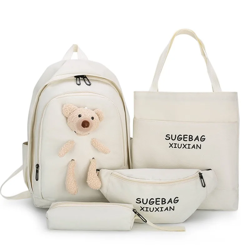 Bear Schoolbag Sets para Meninas, Bolsas, Pacotes de Cintura, Respirável, Impermeável, Grande Capacidade, Viagem de Lazer, Bolsa de Ombro, Mochilas Kawaii