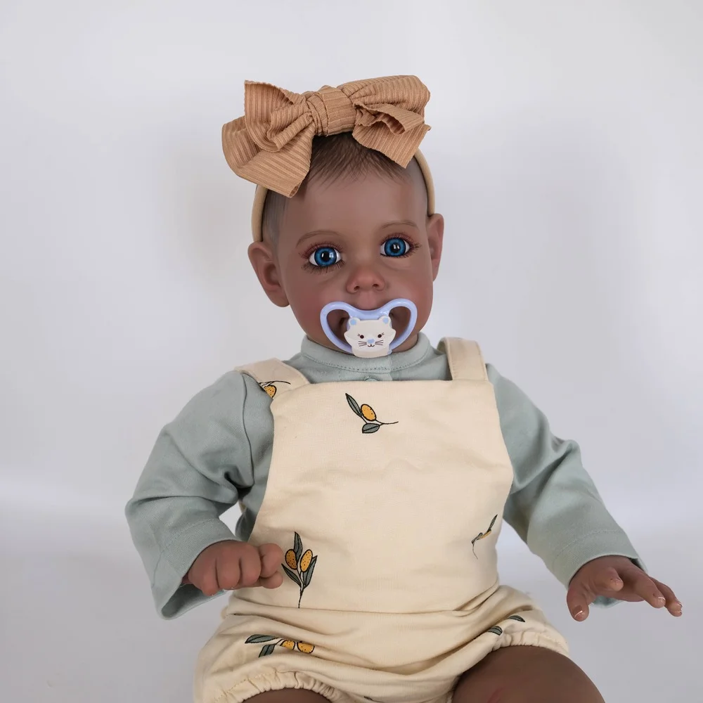 

NPK 24 дюйма, темная кожа, ручная краска с куклами Genesis Bebe Reborn, Мэгги, мягкая на ощупь коллекционная художественная кукла для маленьких девочек
