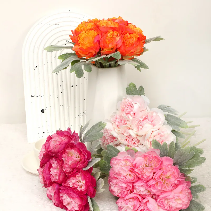 8 Head Peony Artificial Flowers Bouquet Home Decor Bride Wedding Holding Flower Bridal Room Accessoires Bohemian Decoration