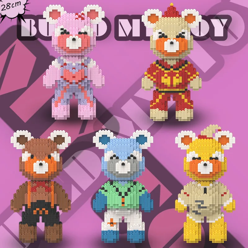 Bear Building Blocks Football Violent Bear Bricks Assembly Colorful 3D Model Mini Bricks Figure Toys For Christmas Gifts - view 4