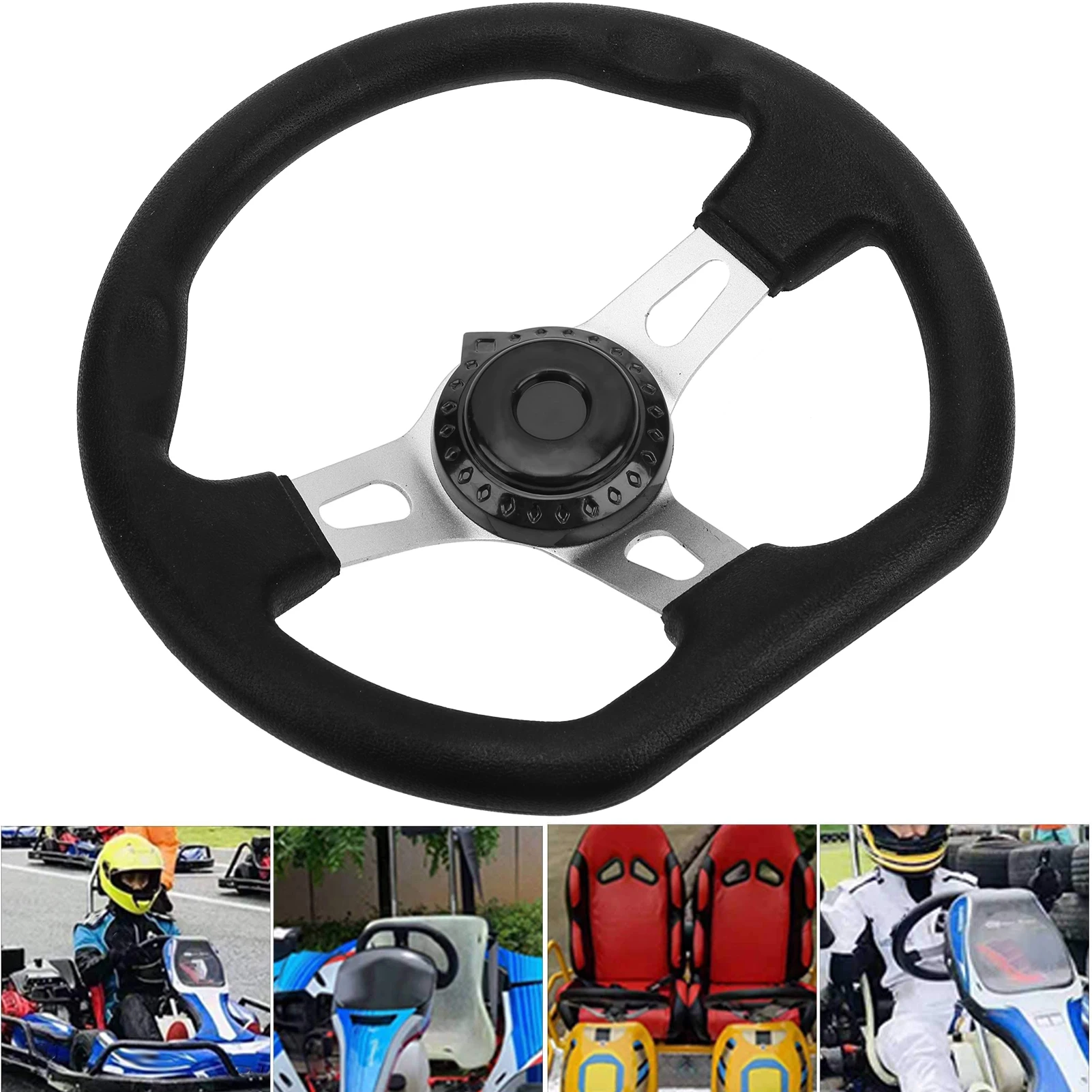 

Kart Racing Steering Wheel Off‑Road Kart Steering Wheel 270mm 3 Spokes Modification Universal for 150cc‑250cc Engines