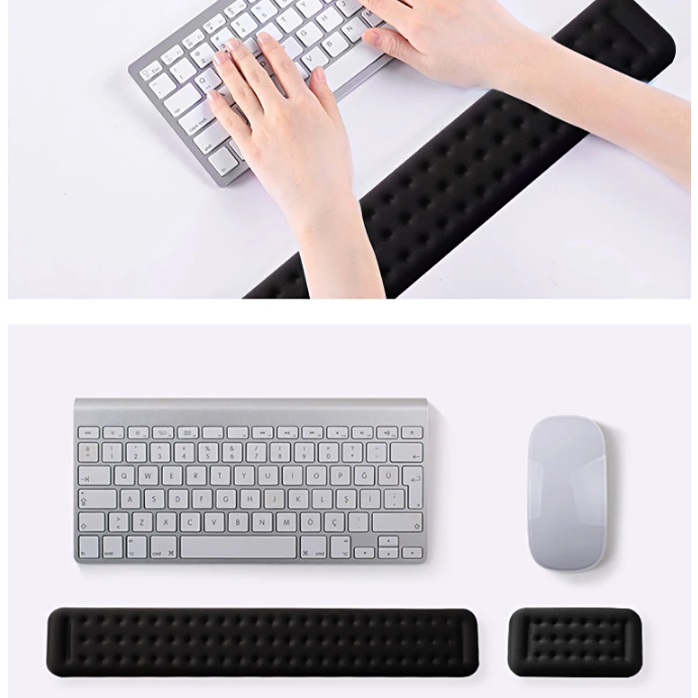 Keyboard and Mouse Pad Wrist Rest Ergonomic Memory Foam Hand Palm Rest Support for Typing and Gaming Wrist Pain Relief