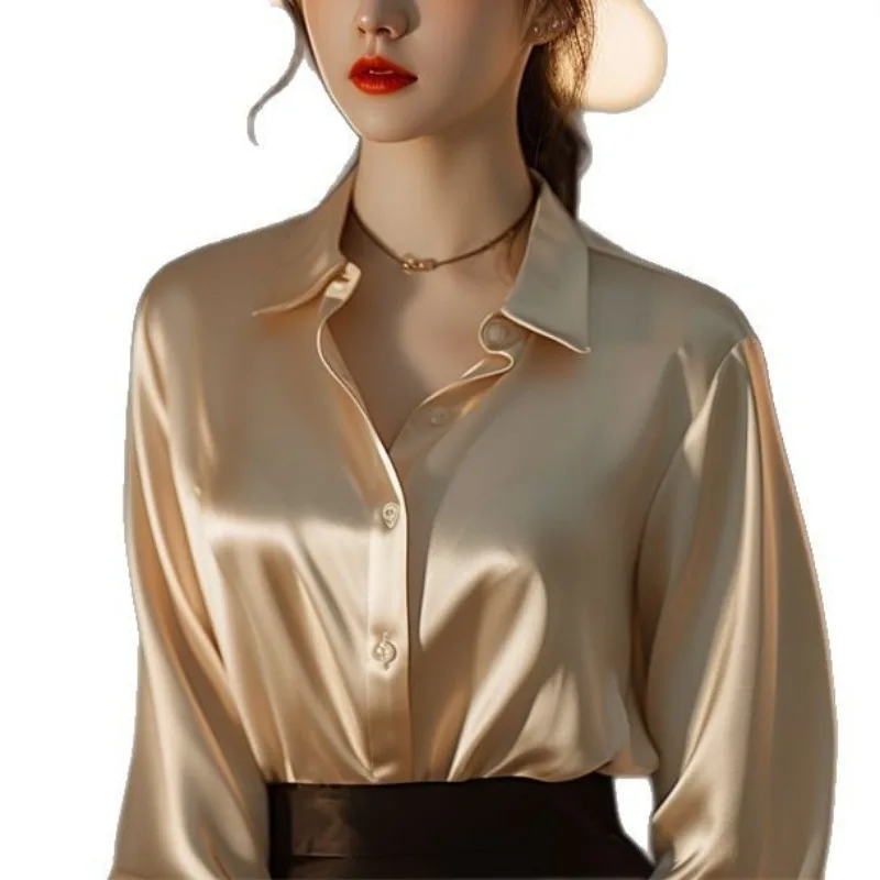 เสื้อแบรนด์ดัง ปี 2025 เสื้อแขนยาวผู้หญิง แบรนด์ใหม่ สไตล์มืออาชีพ เรียบหรู ดูดี