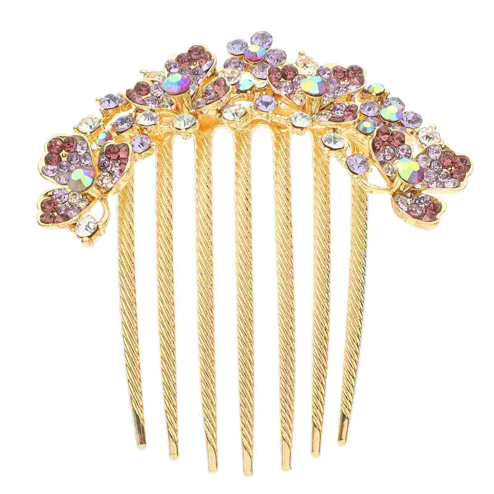 

Rhinestone Hairpin Headband Large Women's Back of Spring Ponytail Top Clip Flower Accessories (pink) Decorative Combs for