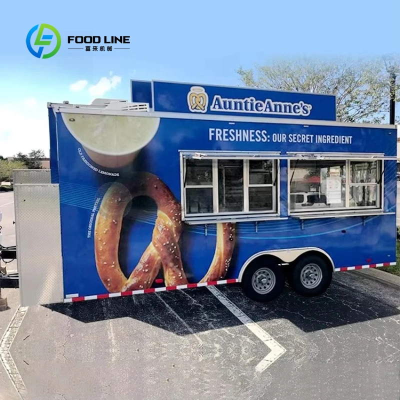 Customized Big Size Square Catering Trailer USA Standard Mobile Food Truck Street Food Cart with Complete Kitchen Setup