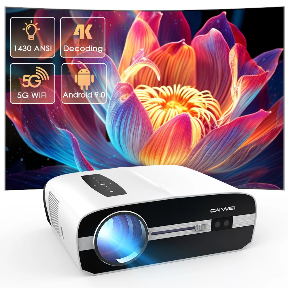 

4K Decoding Daylight Projector 1430ANSI High Brightness 5G WiFi 6 Projector for Movies Android TV Home Theater Beam Projector