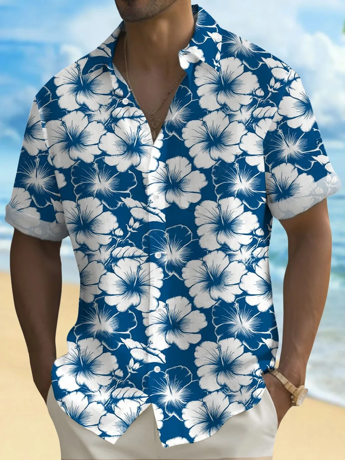 Summer Men's 3D Printed floral Graphic Shirts Hawaiian Casual Shirts Button Up Shirts Short Sleeve Vacation Beach Wear No Pocket
