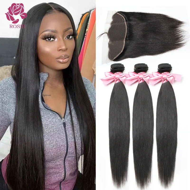 

Straight Bundles Human Hair With Frontal Weave Human Hair Bundles With Lace Frontal Brazilian Hair Extension Remy Hair Bundles