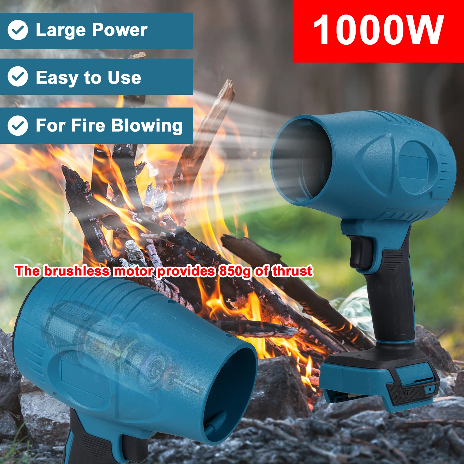 Handheld Turbofan 1000W Brushless/Brushed Jet Fan Electric Dust Blowing Fire Industrial Dust Removal Automotive Gap Cleaning