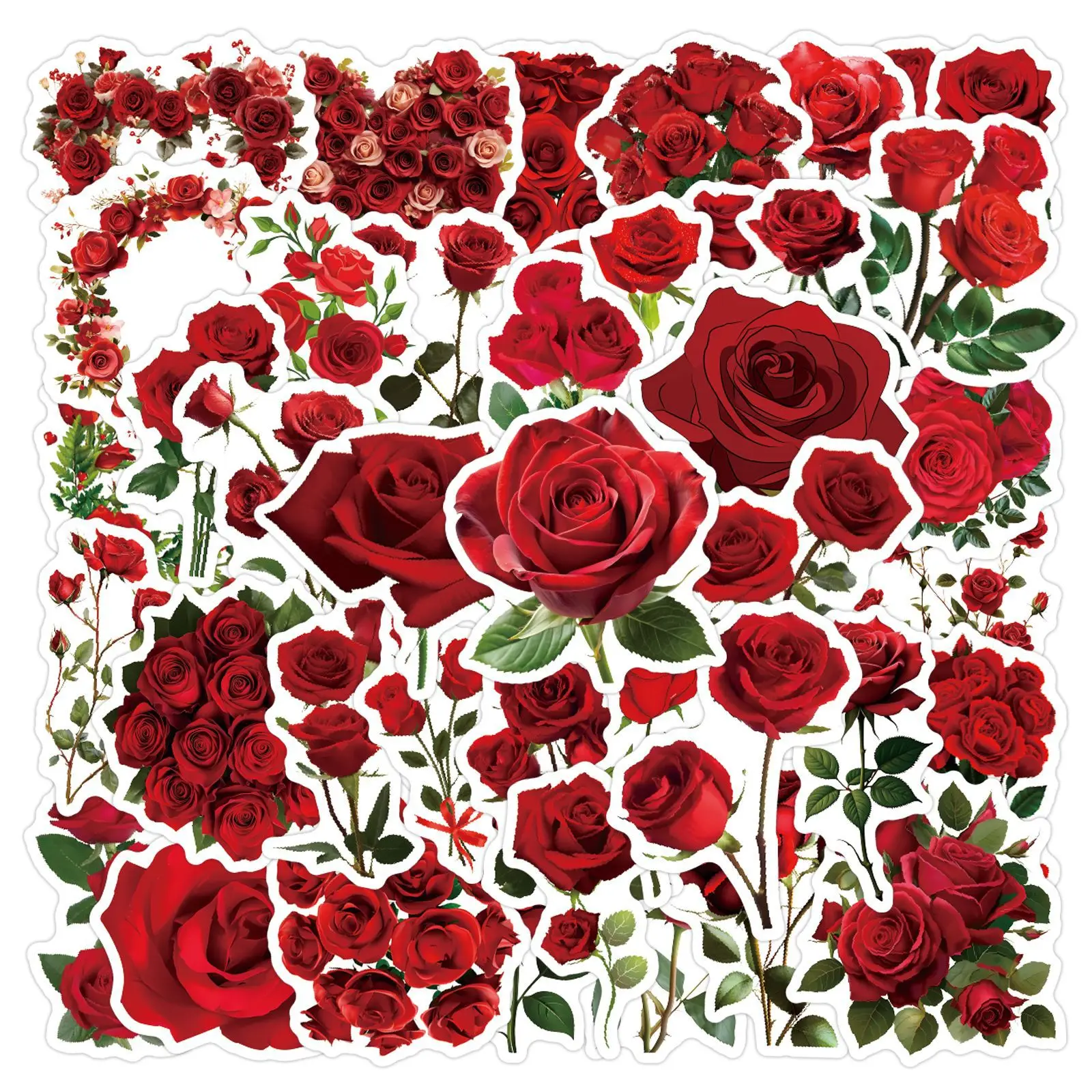 60 pezzi New Red Rose Cartoon Doodle adesivi decorativi creativi decorazione impermeabile per astuccio guardaroba frigorifero scrivania